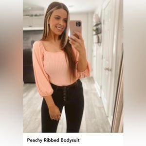 Peachy Ribbed Bodysuit - NWT
